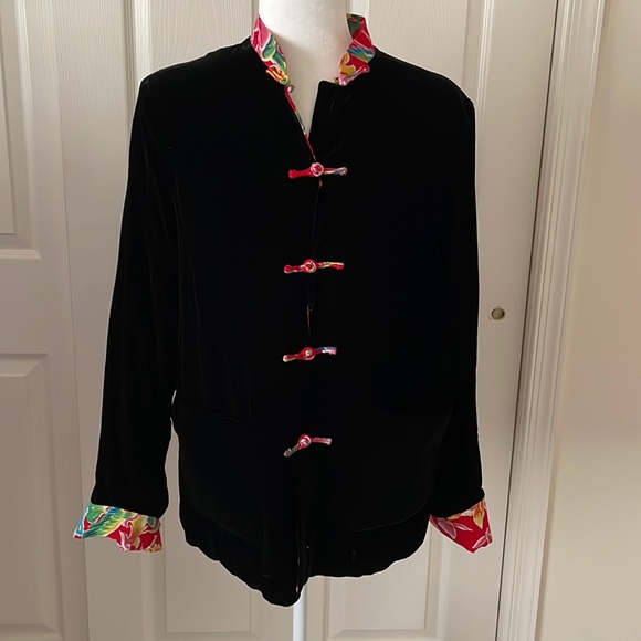 Reversible Velvet/Cotton Mandarin Collar Jacket - Picture 2 of 16